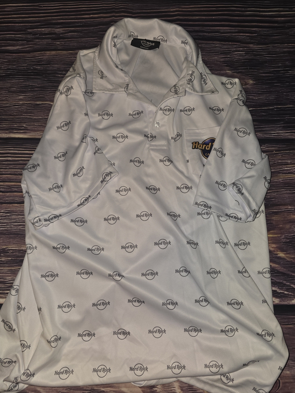 Hard Rock Cafe White All-Over Logo Polo for Men